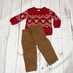 Reindeer Christmas Sweater and Pants outfit - Baby Boy size 9 months